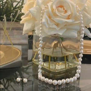 14k White Freshwater Pearl Earring/Necklace Set 🎁
